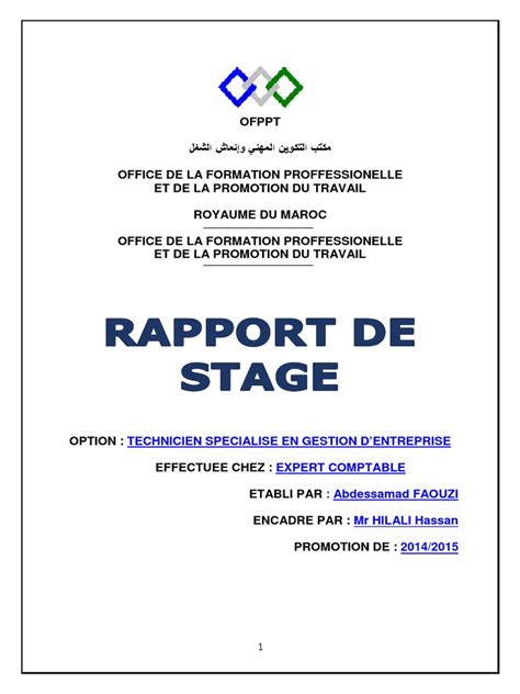 exemple de rapport stage word.